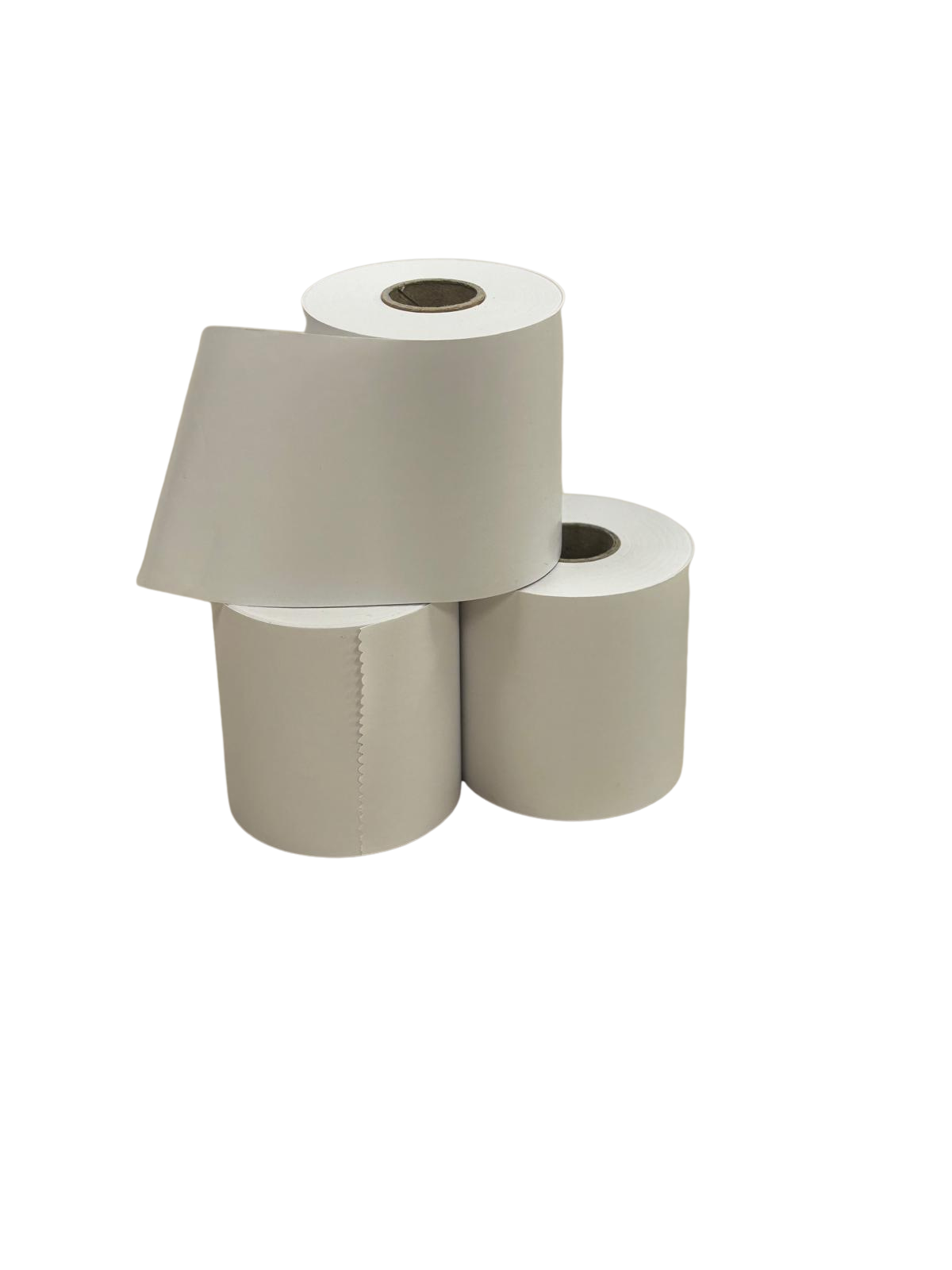 Tres rollos de etiquetas linerless 80 mm x 46 metros, para etiquetado de alimentos perecederos y trazabilidad HACCP.