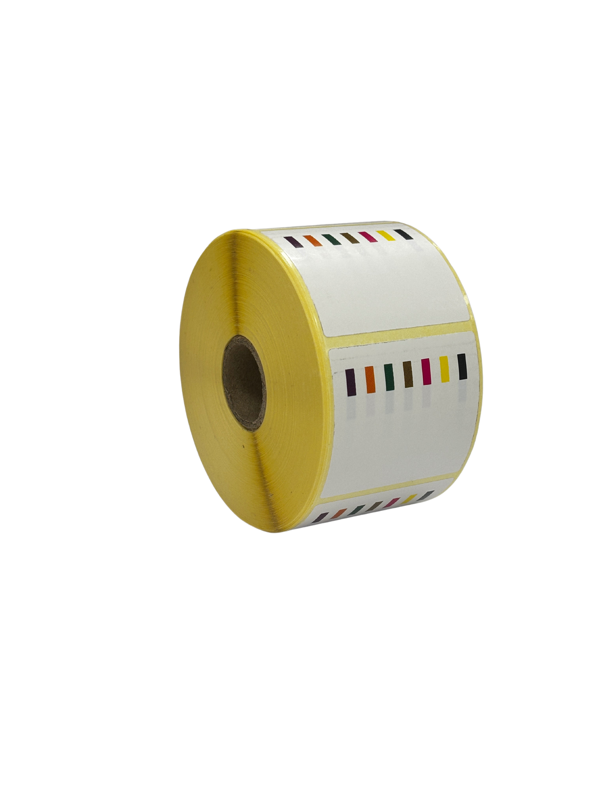 Rollo vertical de pegatinas térmicas 55x50 mm, adhesivo removible y 7 colores para uso hostelero y restauración.